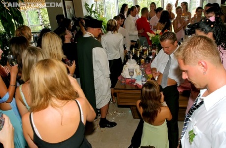 Swinging couple tie the knot and have group sex for their reception