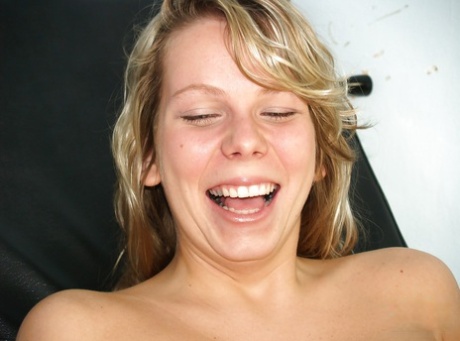 Fetish loving blonde with big tits and ass undressing at gyno