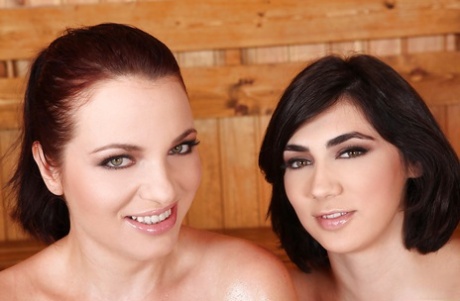 Luna Amor has her big tits teased by her lesbian gf Joanna Bliss