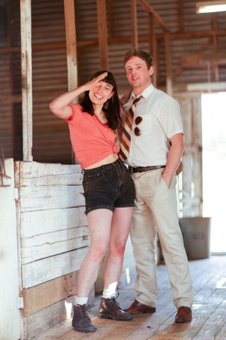 Amateur country girls Laney & Lucinda have a hot threesome in the barn