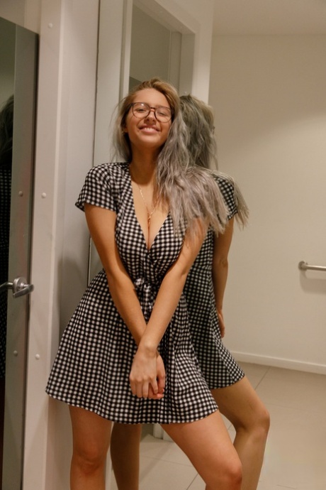 Adorable American amateur Maddie Crump flashes her big tit & teases in public