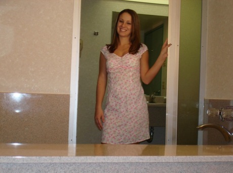 Beautiful teen Brie unveils her natural breasts and flaunts her bum