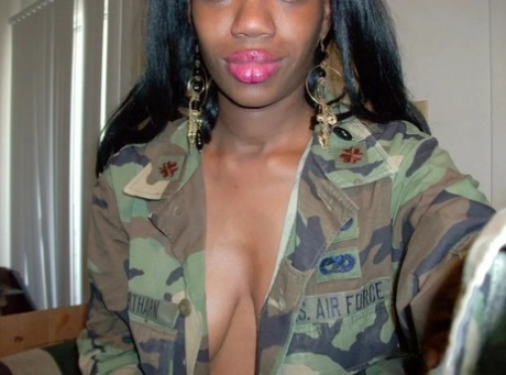 Dirty ebony amateur rubs her juicy tits and black pussy in a compilation